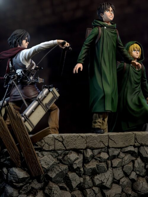 Attack On Titan The Basement Trio Mikasa & Armin & Eren GK Resin Statue