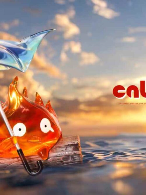 Calcifer Holding An Umbrella In The Rain GK Resin Statue