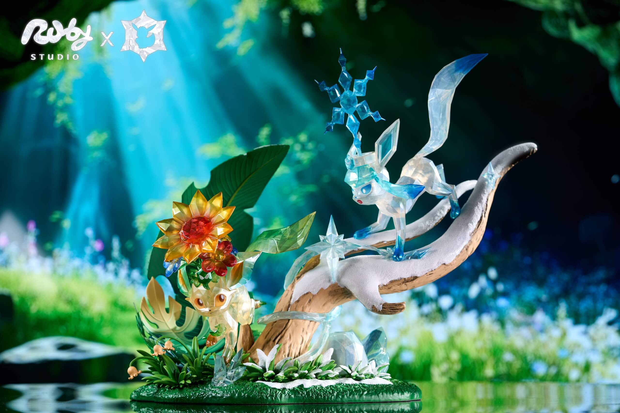 Frost-Flower-Reverie-–-Terastal-Eevee-Statue-Ruby-Studio1 Frost-Flower Reverie Terastal Eevee Statue - Image 1