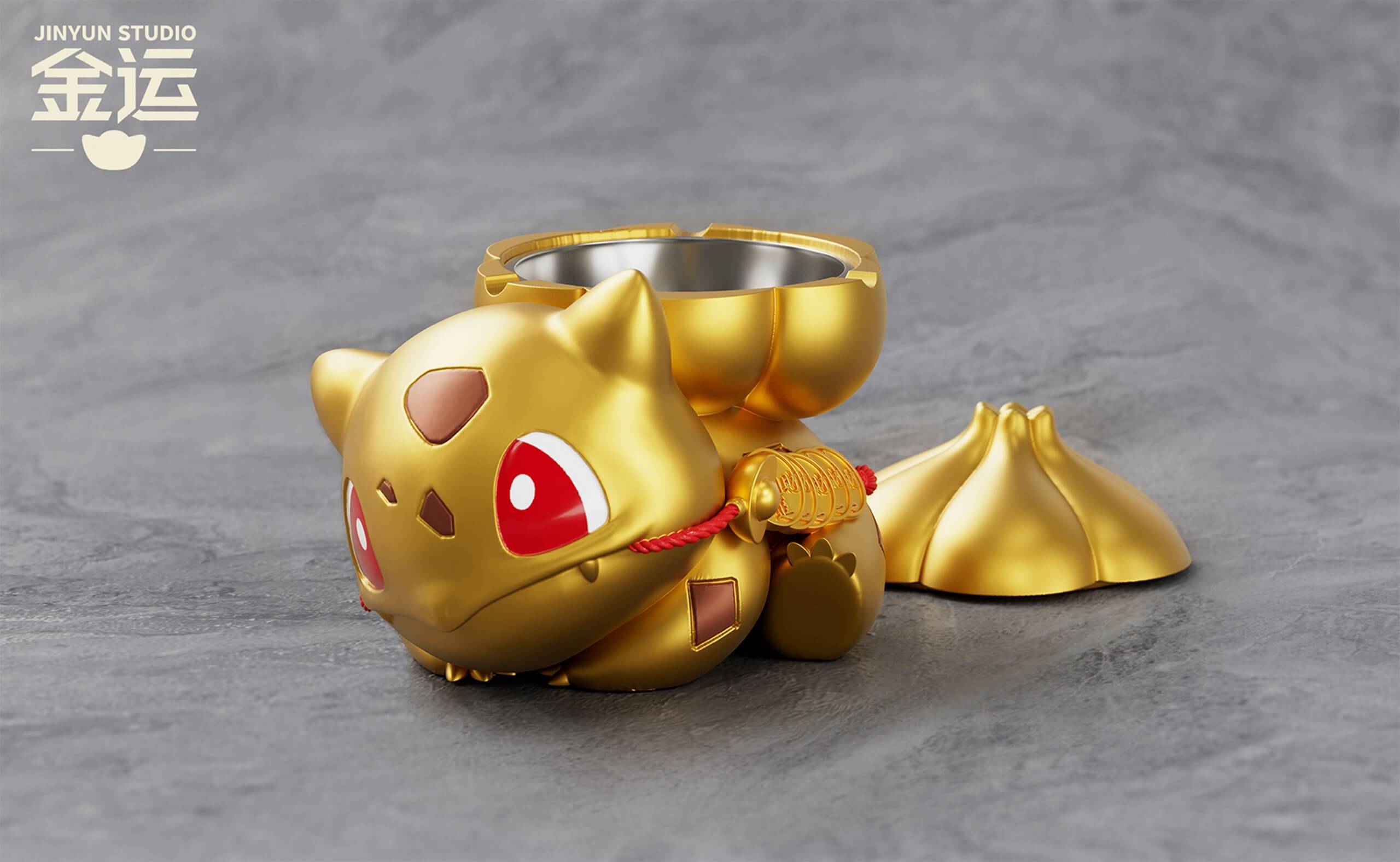 Pokemon-Good-Fortune-Bulbasaur-Ashtray-JinYun-Studio-2 Pokémon "Good Fortune" Bulbasaur Ashtray - Image 1
