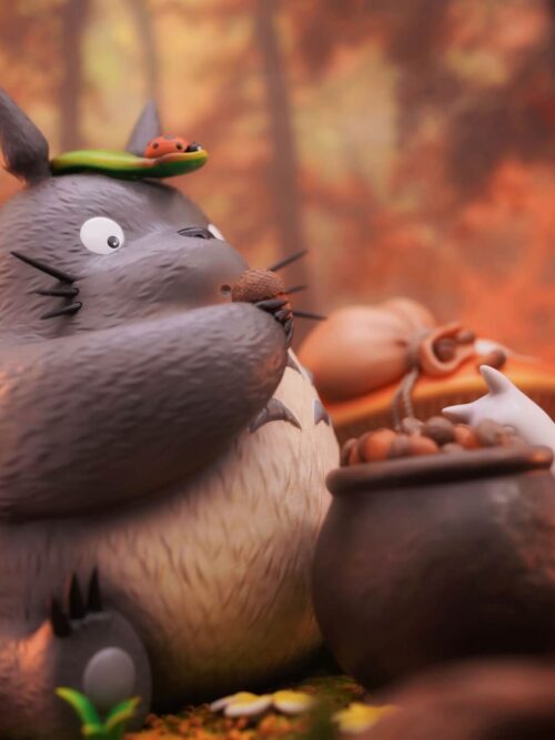 Totoro Eating an Acorn GK Resin Statue