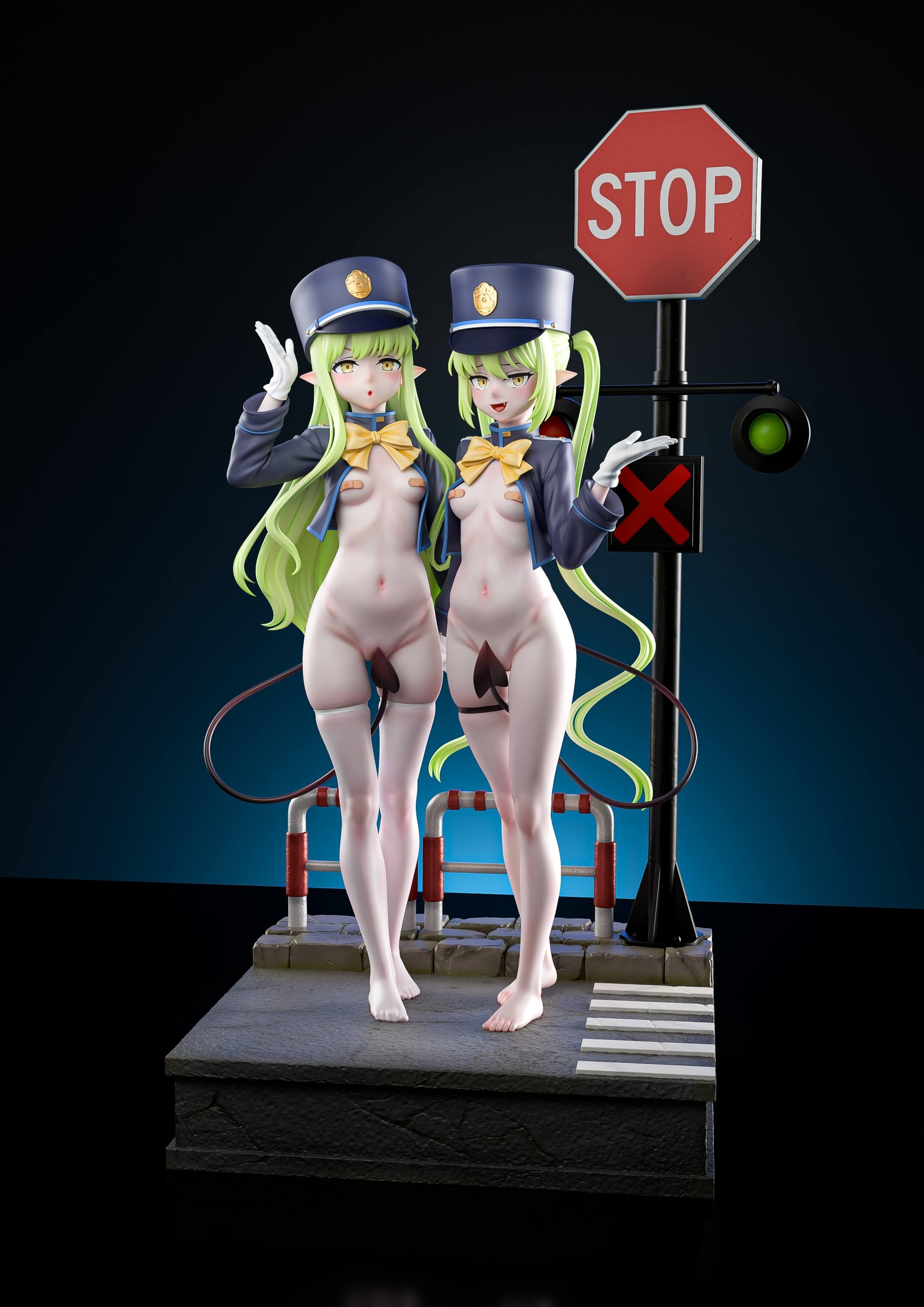Railroad Twins (1) Railroad Twins GK Resin Statue