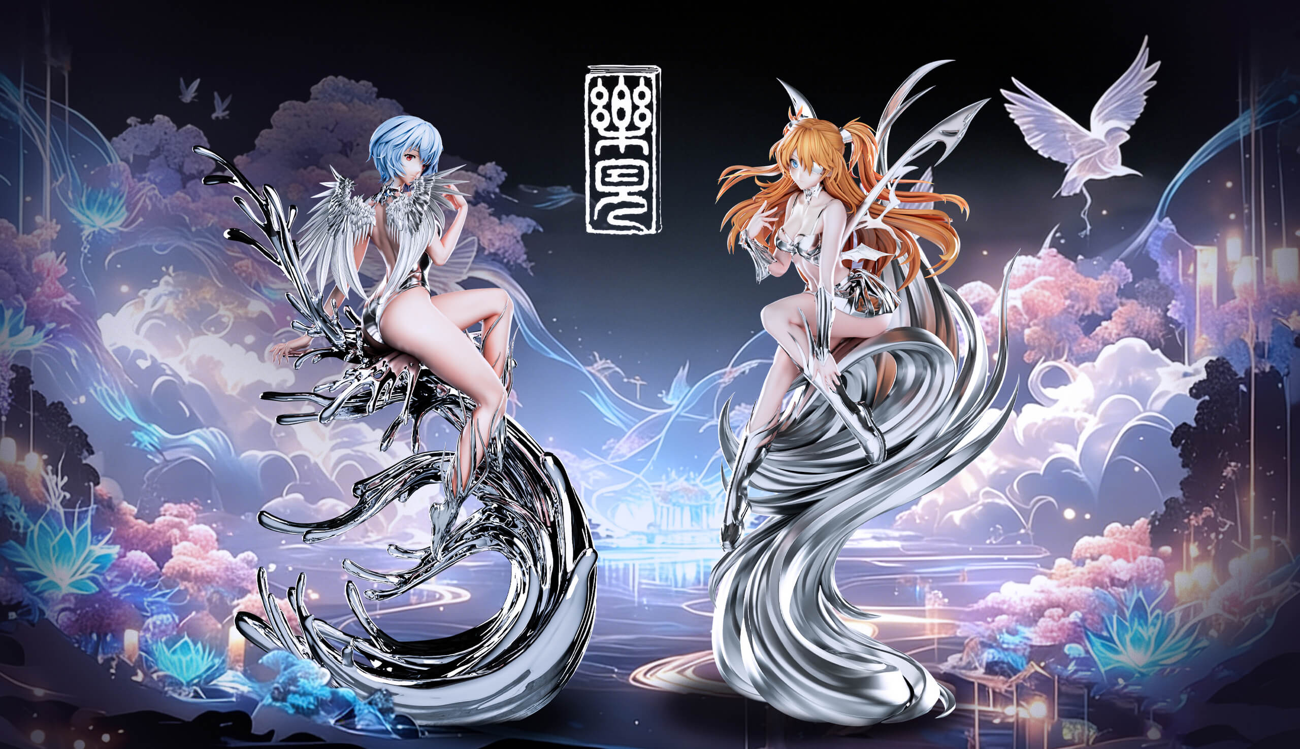 Asuka Langley Soryu & Rei Ayanami - Featured Image Asuka Langley Soryu & Rei Ayanami - Collectible Figure Main View