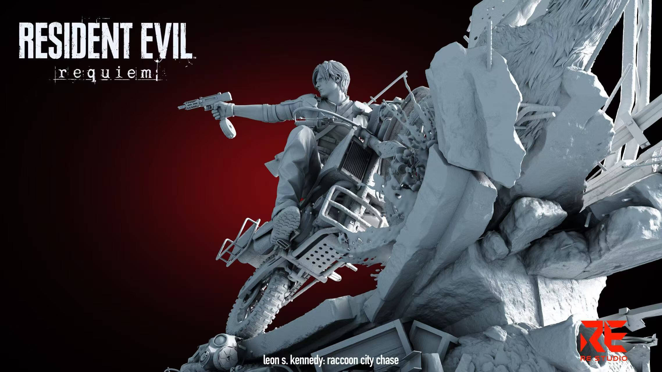 Raccoon City Chase Leon Scott Kennedy - Featured Image Raccoon City Chase Leon Scott Kennedy - Collectible Figure Main View