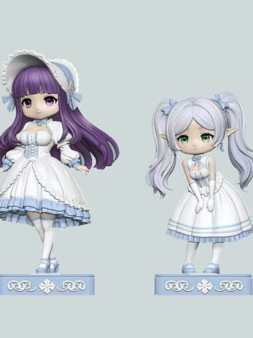 White & Black Lolita Dress Chibi Frieren and Fern - Detail View 8