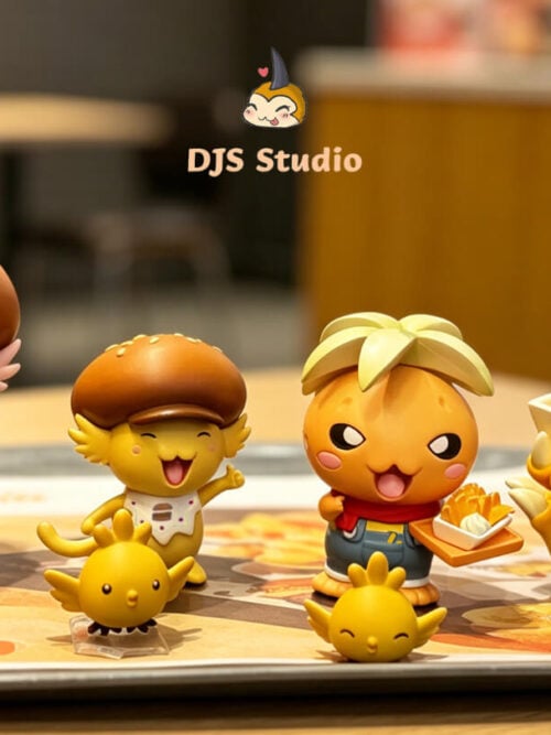 Digimon Fast Food Crew โ Chickmon & Potamon & EbiBurgamon & Burgamon & Agumon - Collectible Figure Main View
