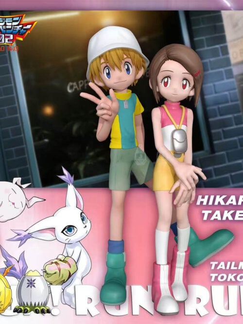 Takeru Takaishi and Kari Kamiya with Tokomon and Tailmon - Collectible Figure Main View