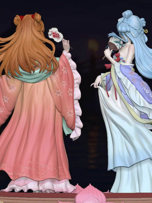 Traditional Dress Asuka Langley Soryu and Rei Ayanami - Detail View 3