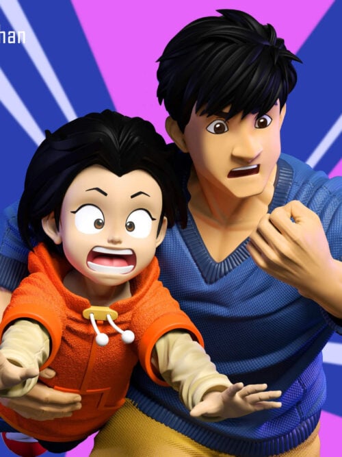 Jackie Chan Holding Jade Chan - Detail View 1