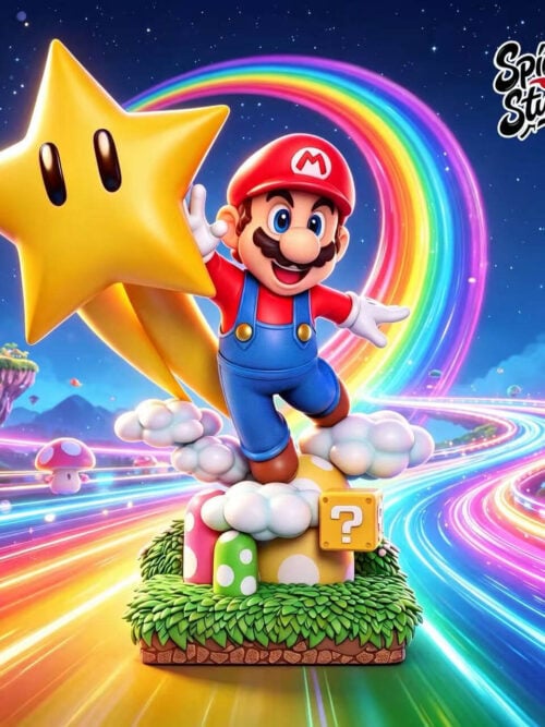 Running Mario and Super Star - Collectible Figure Main View