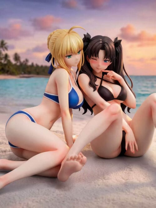 Swimsuit Tohsaka Rin & Saber Altria Pendragon - Collectible Figure Main View