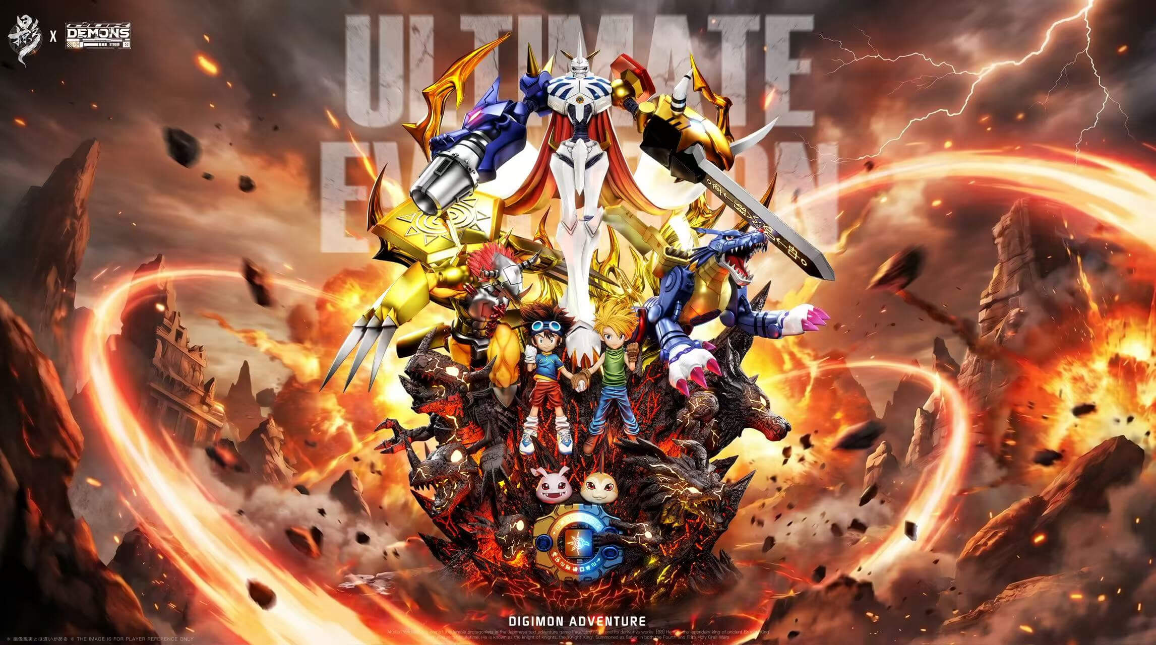 Ultimate Evolution Omegamon & Partner Digimon Diorama - Featured Image Ultimate Evolution Omegamon & Partner Digimon Diorama - Collectible Figure Main View