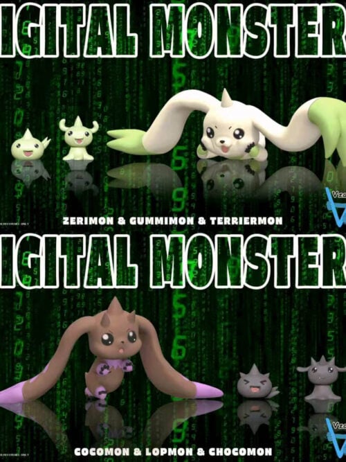 Terriermon & Lopmon Evolution Chain Sets - Digimon 03 Resonance Series - Collectible Figure Main View
