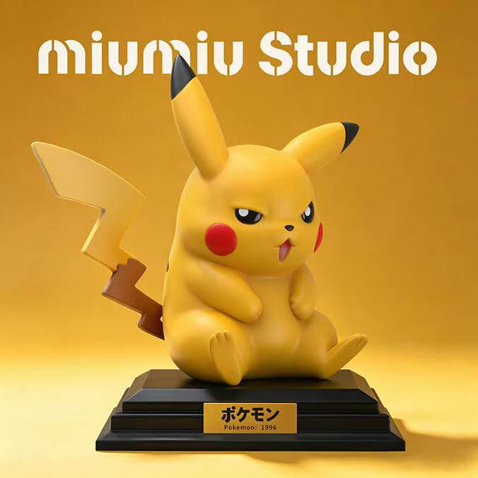 Seated Retro Anime Pikachu - Featured Image Seated Retro Anime Pikachu - Collectible Figure Main View