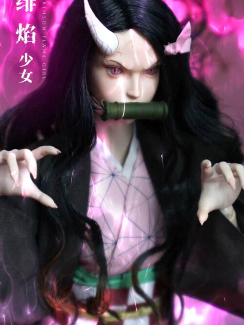 Crimson Flame Girl Nezuko Kamado Cosplay Version 1/6 Action Figure K-017 - Detail View 1