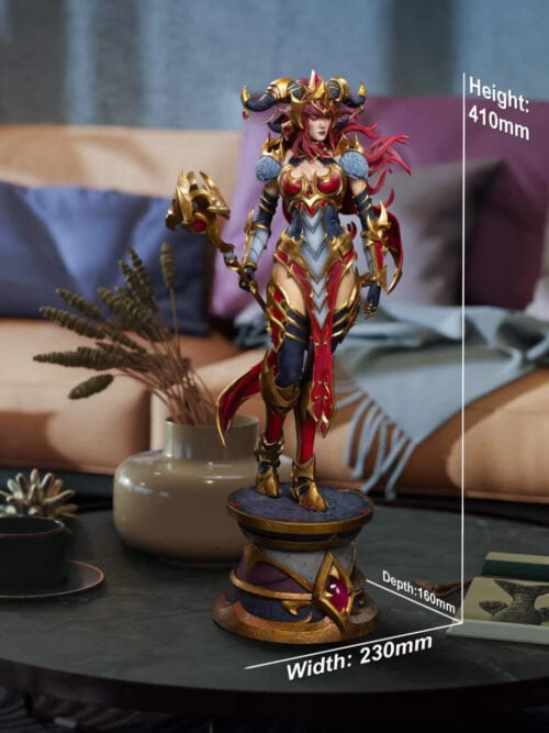 Alexstrasza statue dimensions guide showing height 410 mm, width 230 mm and depth 160 mm, including the pedestal.