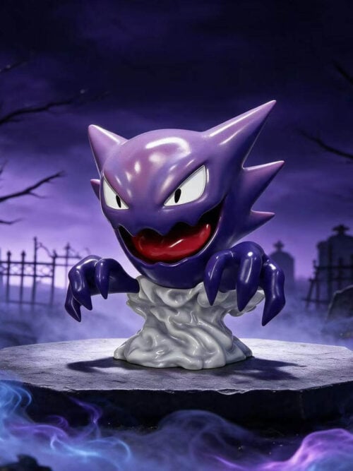 Original Color Haunter with a purple body, red mouth interior and forward-reaching claws above a white smoke-shaped base.