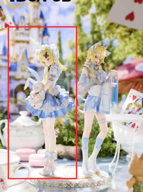 Blue Kagamine Rin and Len pair with a red rectangle highlighting Rin on the left for the single-figure selection.