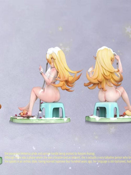 Four-view montage of the same Shinobu Oshino figure, showing front, rear and side angles.