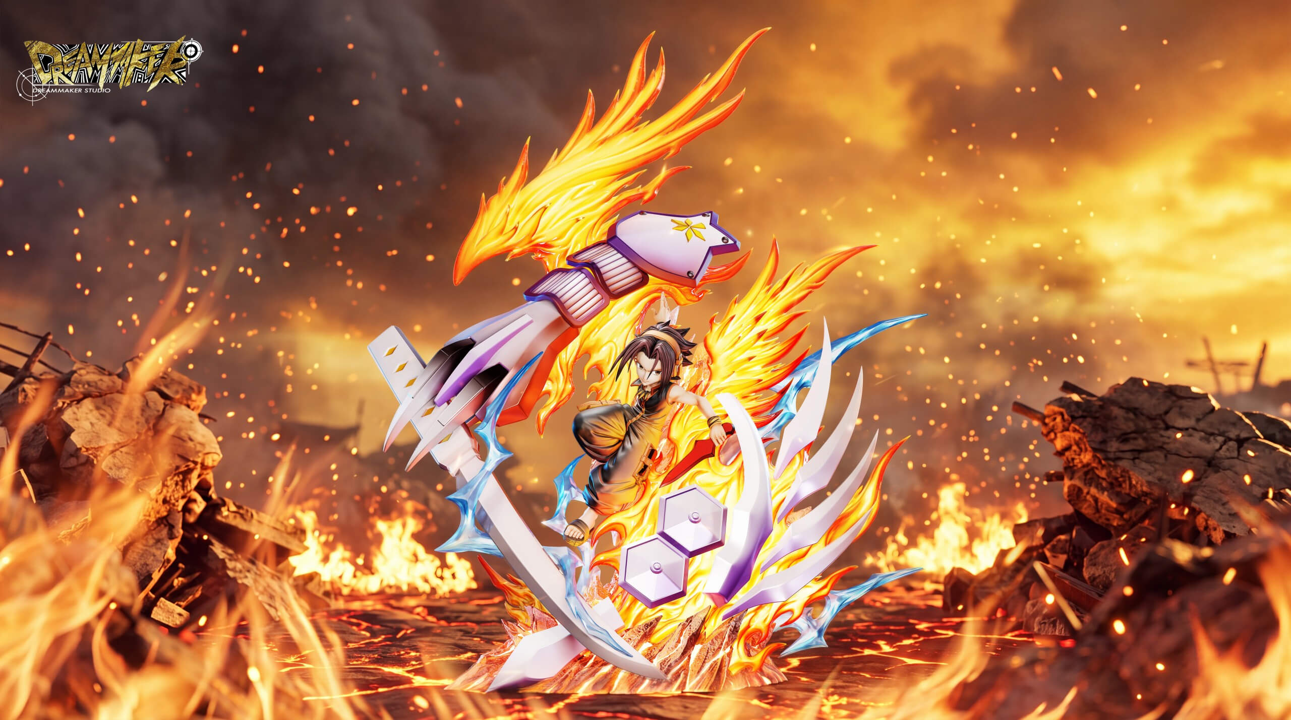 White Swan Yoh Asakura — Shaman King Light Sculpture Series - Featured Image White Swan Yoh Asakura — Shaman King Light Sculpture Series - Collectible Figure Main View