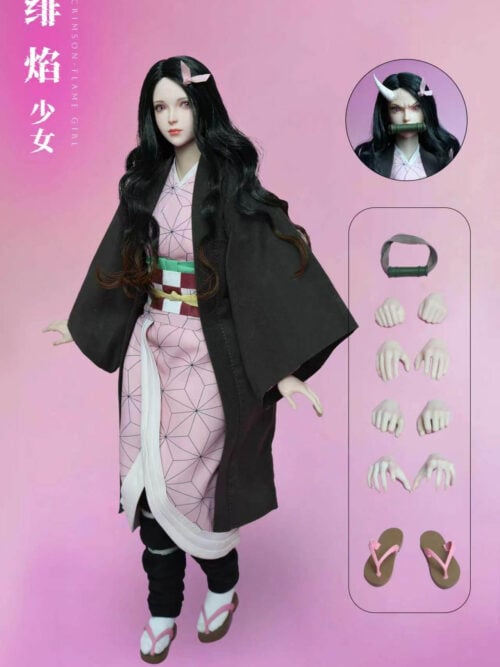 Crimson Flame Girl Nezuko Kamado Cosplay Version 1/6 Action Figure K-017 - Detail View 7