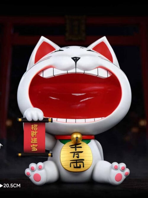 Dimensions card for Stone Custom Studio Turbo Granny maneki-neko entryway display piece showing 26 cm height, 20.5 cm width, and 17.5 cm depth.