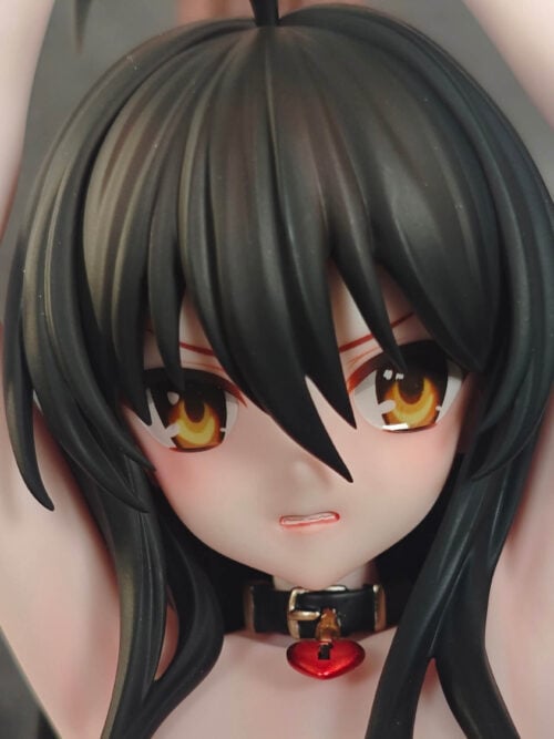 Close-up of the black-haired Shana figure's face, showing layered bangs and amber-colored eyes.